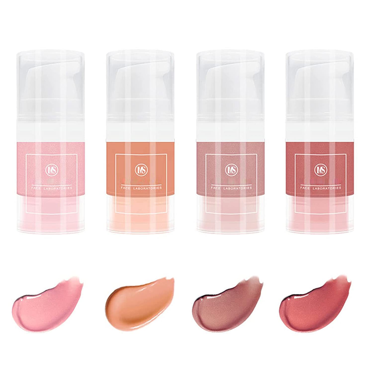 Reddhoon 4 Colors Liquid Blusher for Cheeks, Waterproof Long Lasting Cheek Contour Blushes, Lightwei