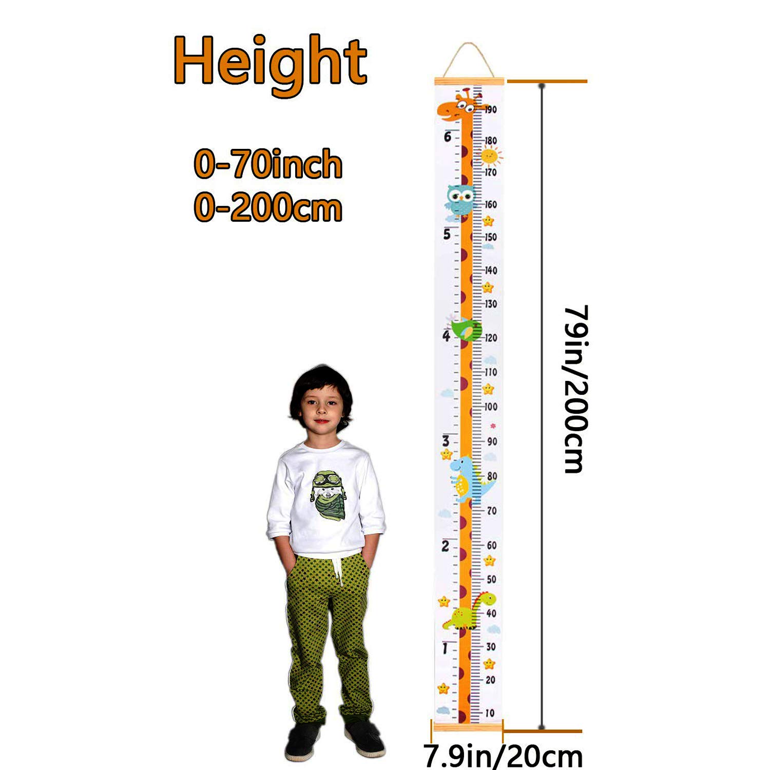JJGoo Baby Growth Height Chart Hanging Ruler Wall Decor for Kids