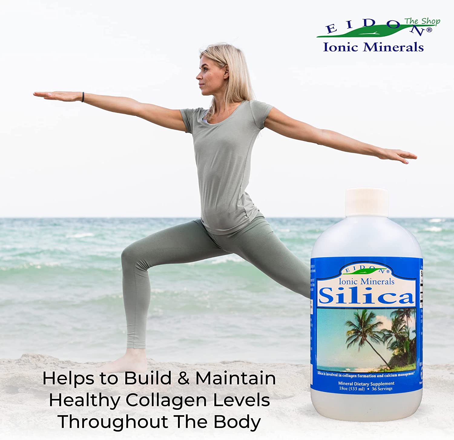 Eidon Liquid Silica Mineral Supplement - Silica for Hair & Collagen Production, Vegan, Gluten-Free, 