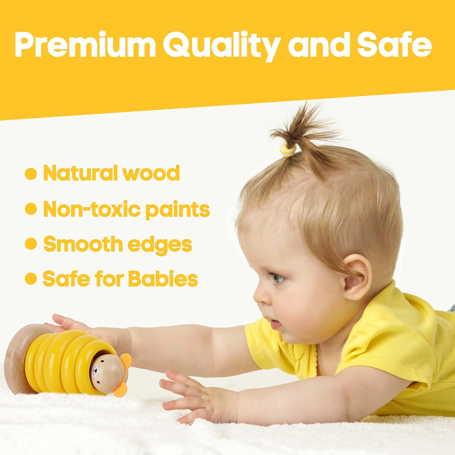 kipod Wooden Rattle \xe2\x80\x93 Bear pop up Infant Toys \xe2\x80\x93 Natural Safe Materials \xe2\x8