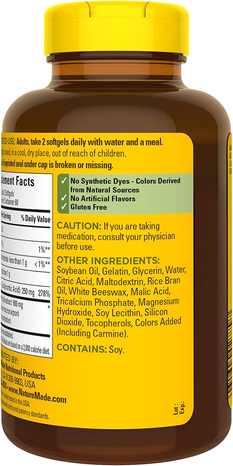 Nature Made Cranberry + Vitamin C Softgels, 120 Count Value Size