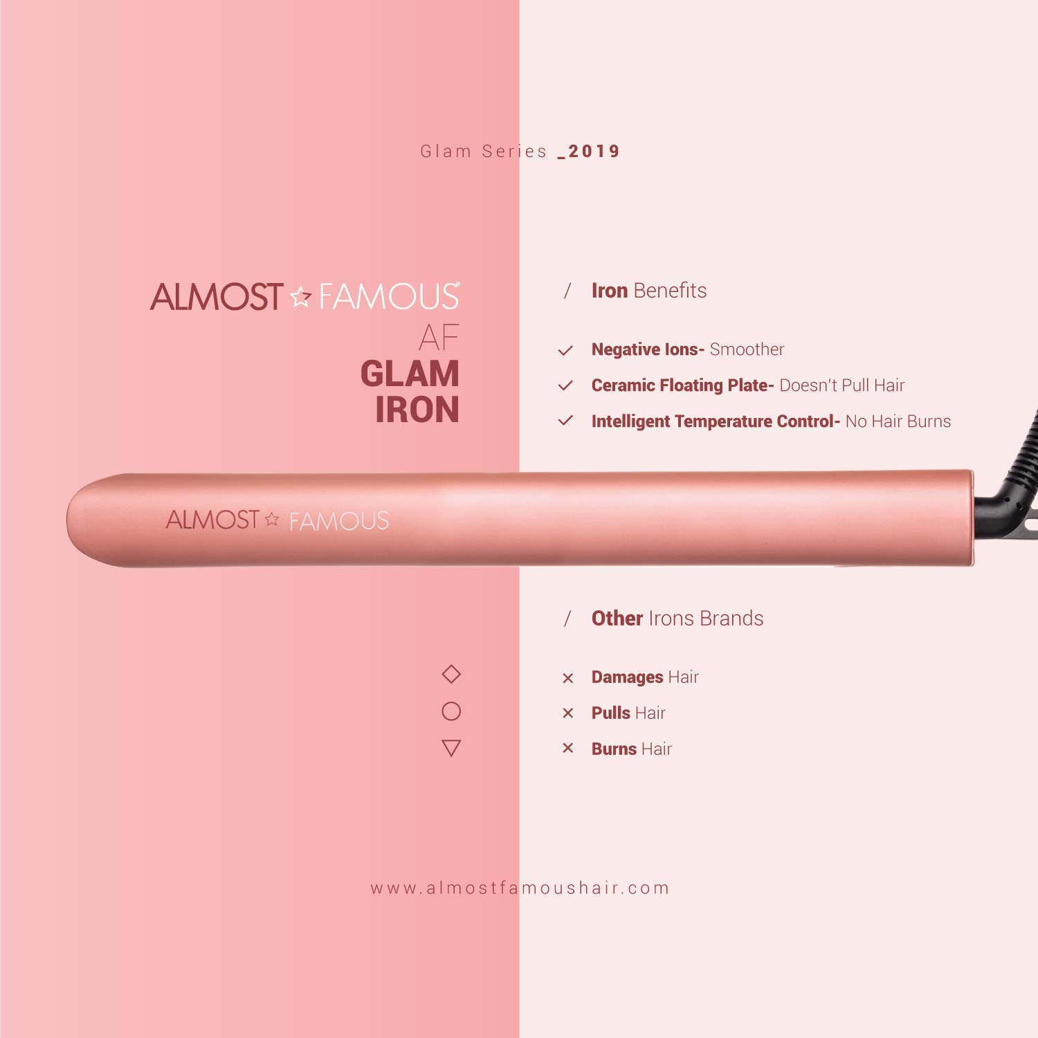 ALMOST FAMOUS Professional Hair Straightener Flat Iron Pro for Hair Styling, Tourmaline Ceramic Pane