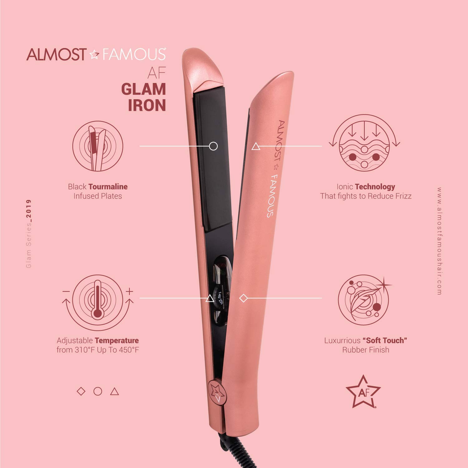 ALMOST FAMOUS Professional Hair Straightener Flat Iron Pro for Hair Styling, Tourmaline Ceramic Pane