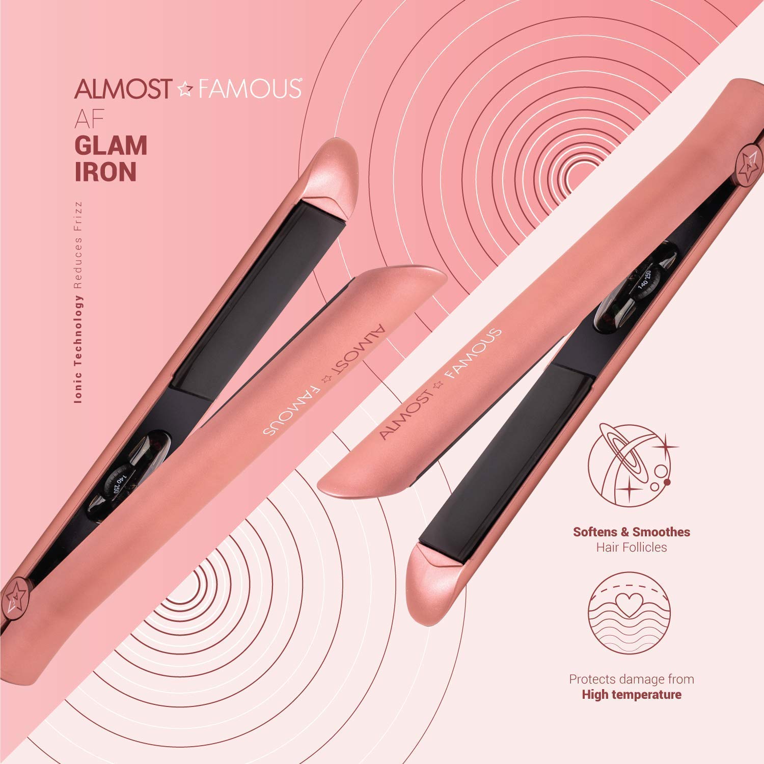 ALMOST FAMOUS Professional Hair Straightener Flat Iron Pro for Hair Styling, Tourmaline Ceramic Pane