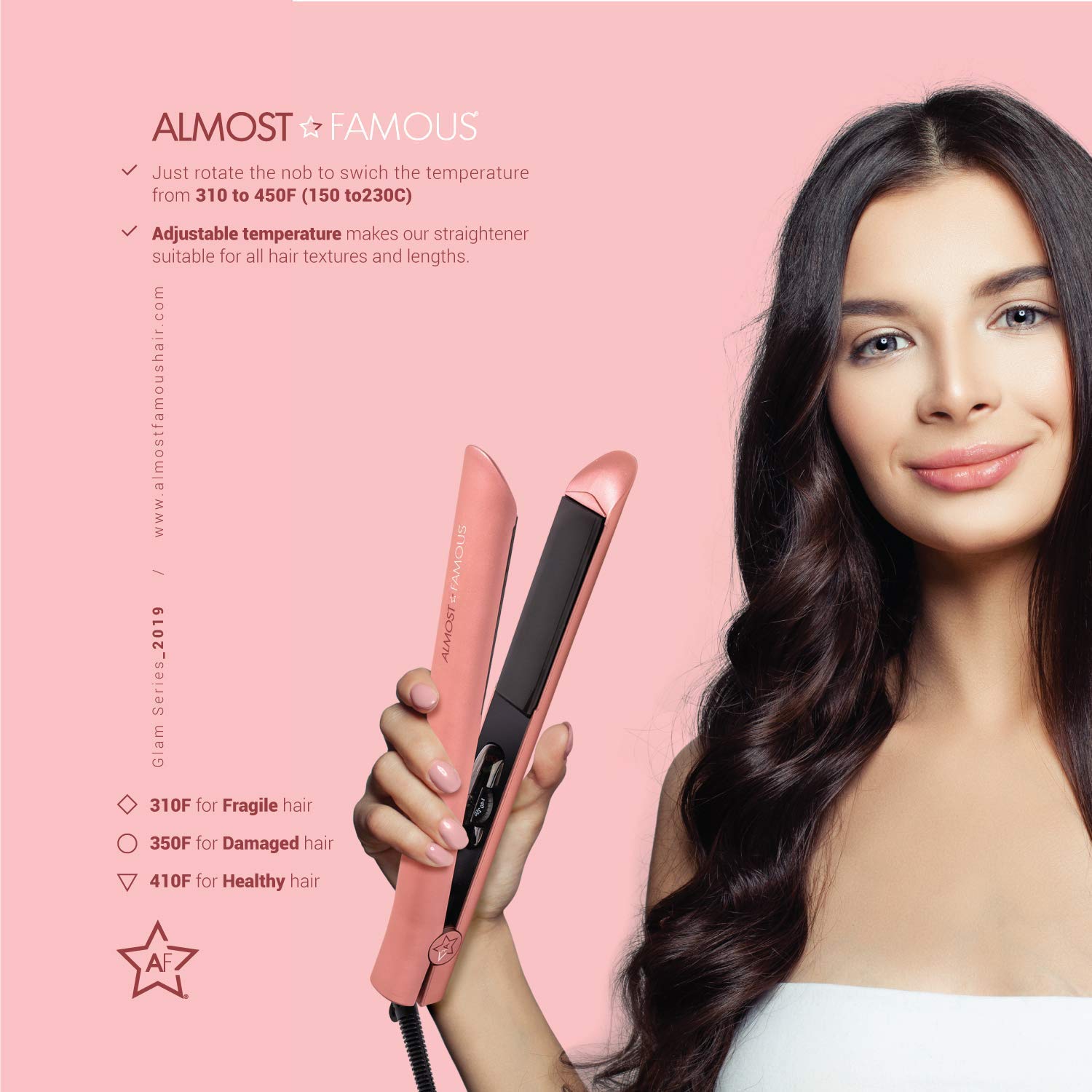 ALMOST FAMOUS Professional Hair Straightener Flat Iron Pro for Hair Styling, Tourmaline Ceramic Pane
