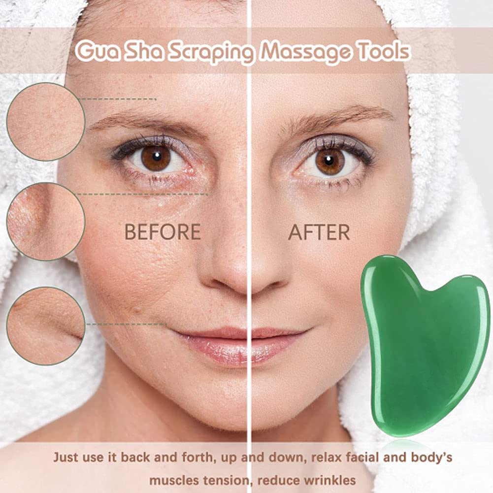 HE&DONG Gua Sha Massage Tool For Facial Beauty Pink Natural Jade Gua Sha Stone Massage Tool For Musc