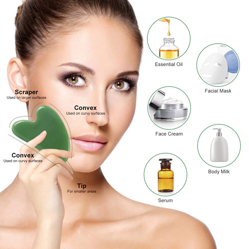 HE&DONG Gua Sha Massage Tool For Facial Beauty Pink Natural Jade Gua Sha Stone Massage Tool For Musc