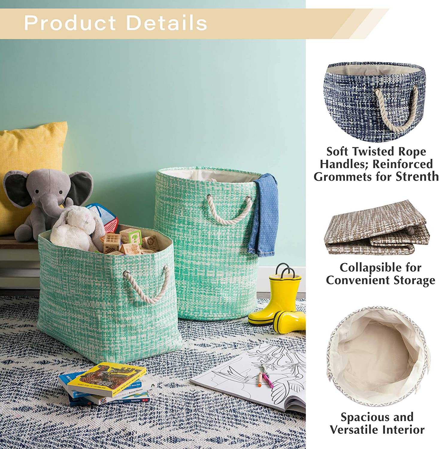 DII Oversize Woven Paper Storage Basket or Bin, Collapsible & Convenient Home Organization Solution 