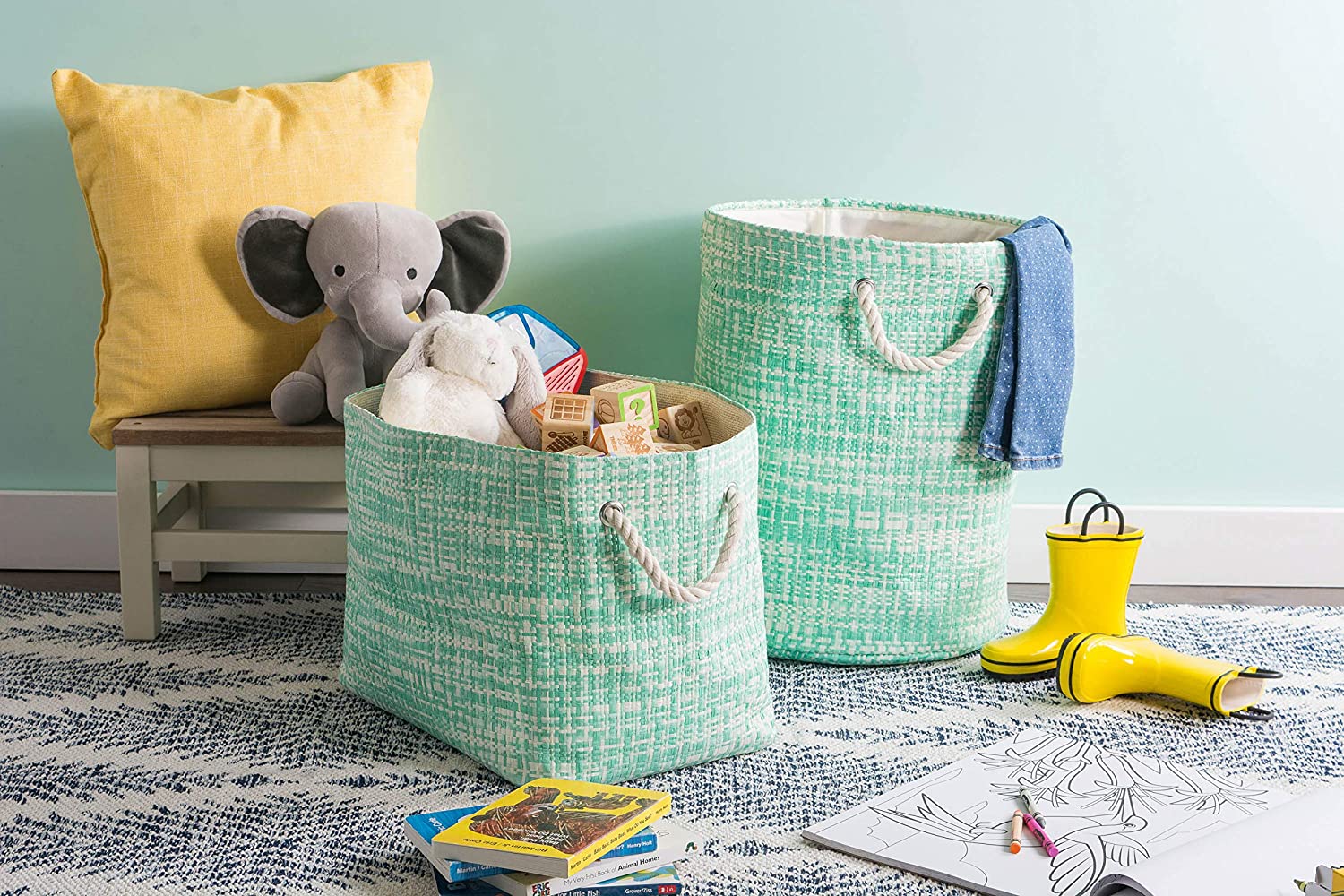 DII Oversize Woven Paper Storage Basket or Bin, Collapsible & Convenient Home Organization Solution 