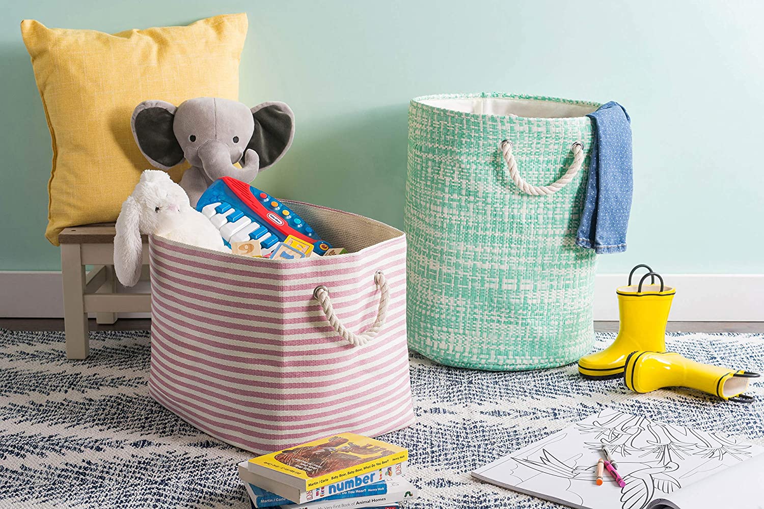 DII Oversize Woven Paper Storage Basket or Bin, Collapsible & Convenient Home Organization Solution 