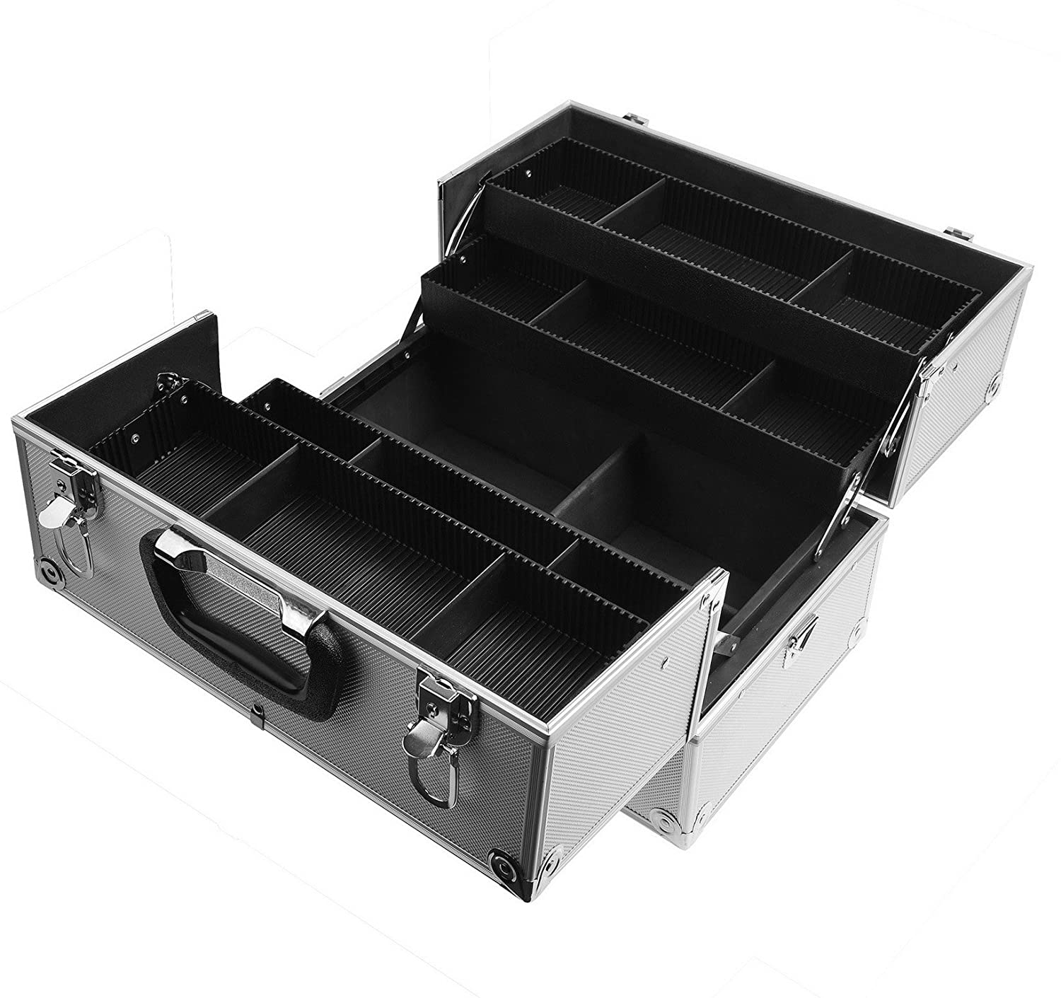 SHANY Essential Pro Makeup Train Case with Shoulder Strap and Locks - Silver