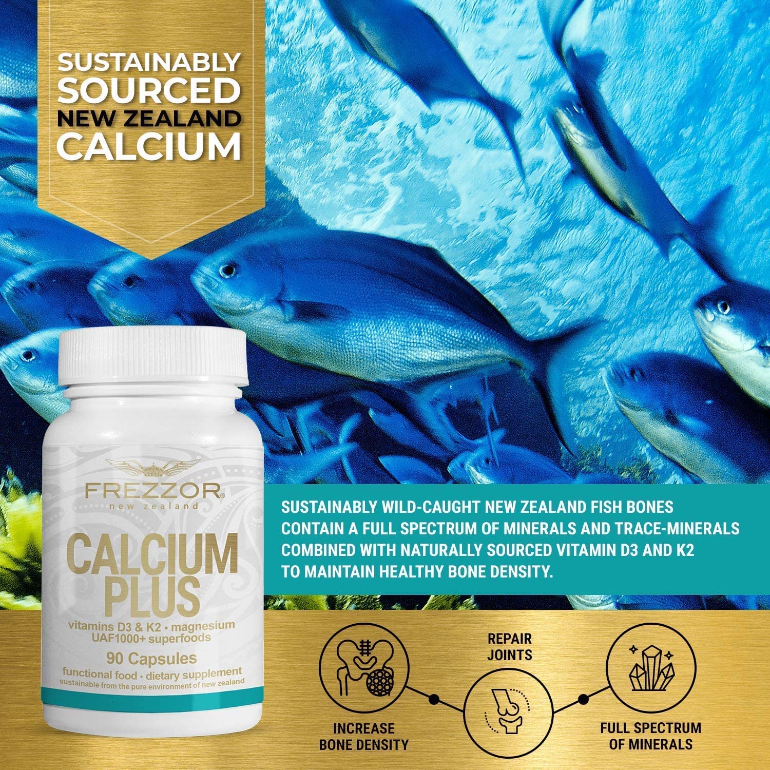 FREZZOR Astaxanthin Black + FREZZOR Calcium Plus Combo-Pack, 12mg Astaxanthin Supplement, Antioxidan