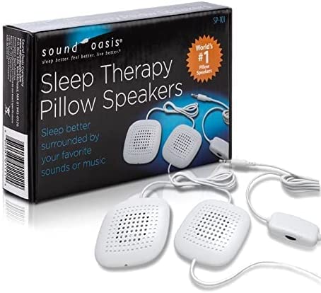Sound Oasis SP-101 Sleep Therapy Pillow Speakers with in-Live Volume Control, White