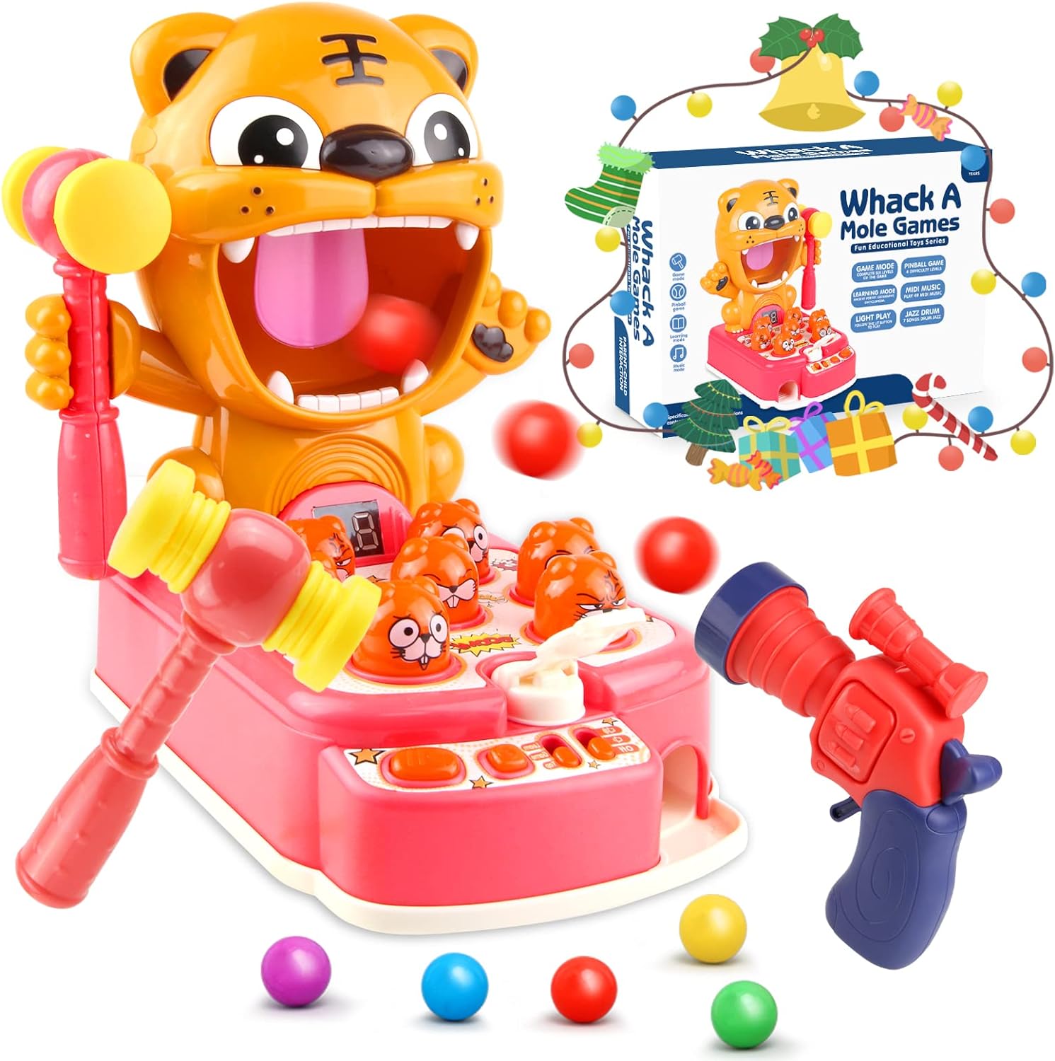 Whack A Tiger Mole Game for Kids, Electronic Arcade Game Toys for 3 4 5 6 7 Year Old Boys & Girls Ha