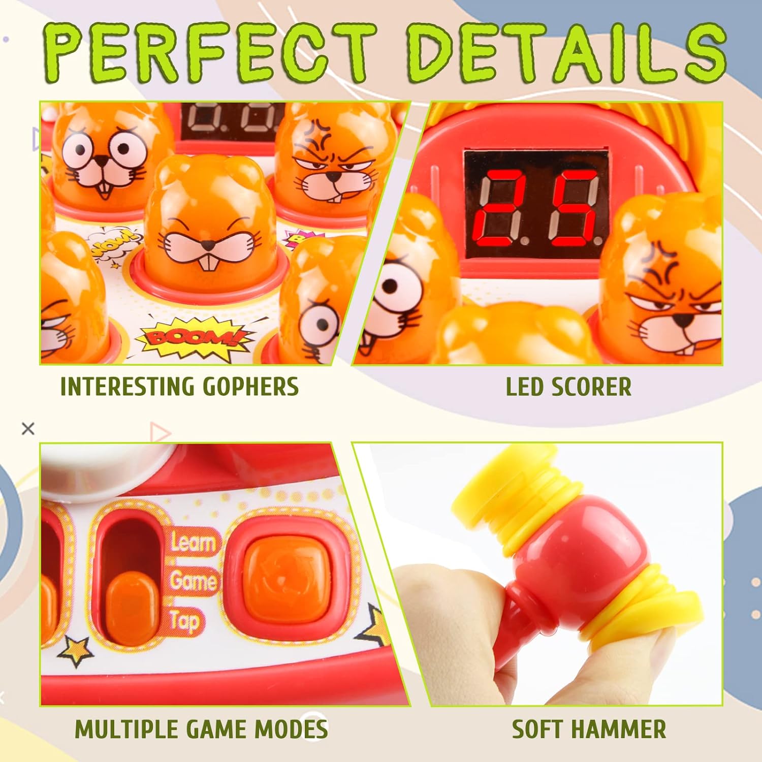 Whack A Tiger Mole Game for Kids, Electronic Arcade Game Toys for 3 4 5 6 7 Year Old Boys & Girls Ha