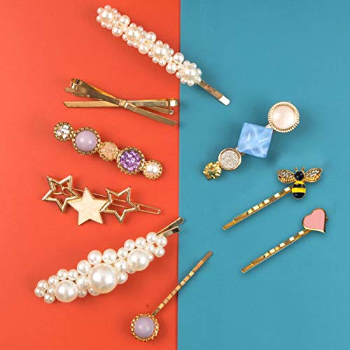 9 Pcs Decorative Bobby Pins Gold, Metal Hair Pins for Women Thin Hair and Thick Hair, Decorative Hai