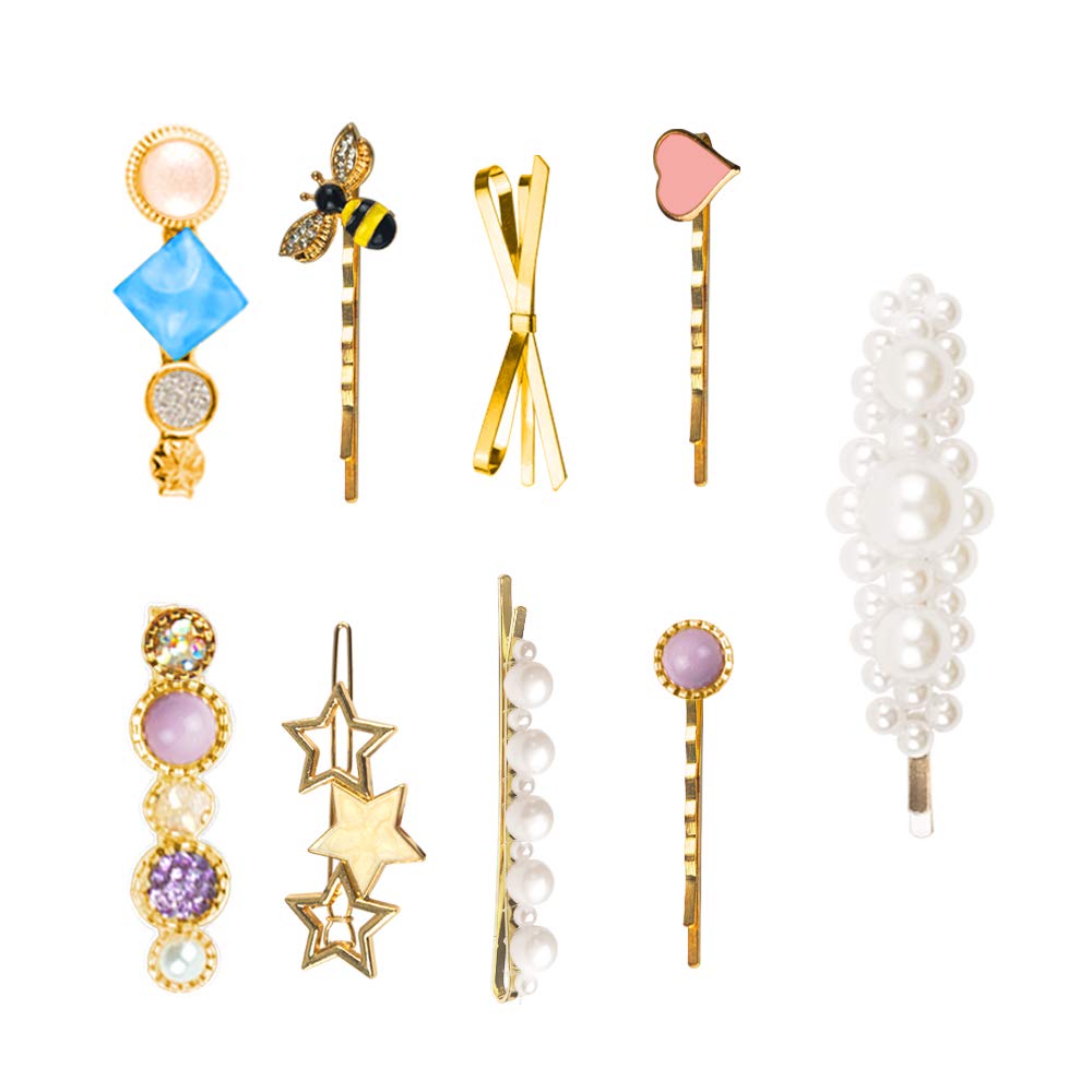 9 Pcs Decorative Bobby Pins Gold, Metal Hair Pins for Women Thin Hair and Thick Hair, Decorative Hai