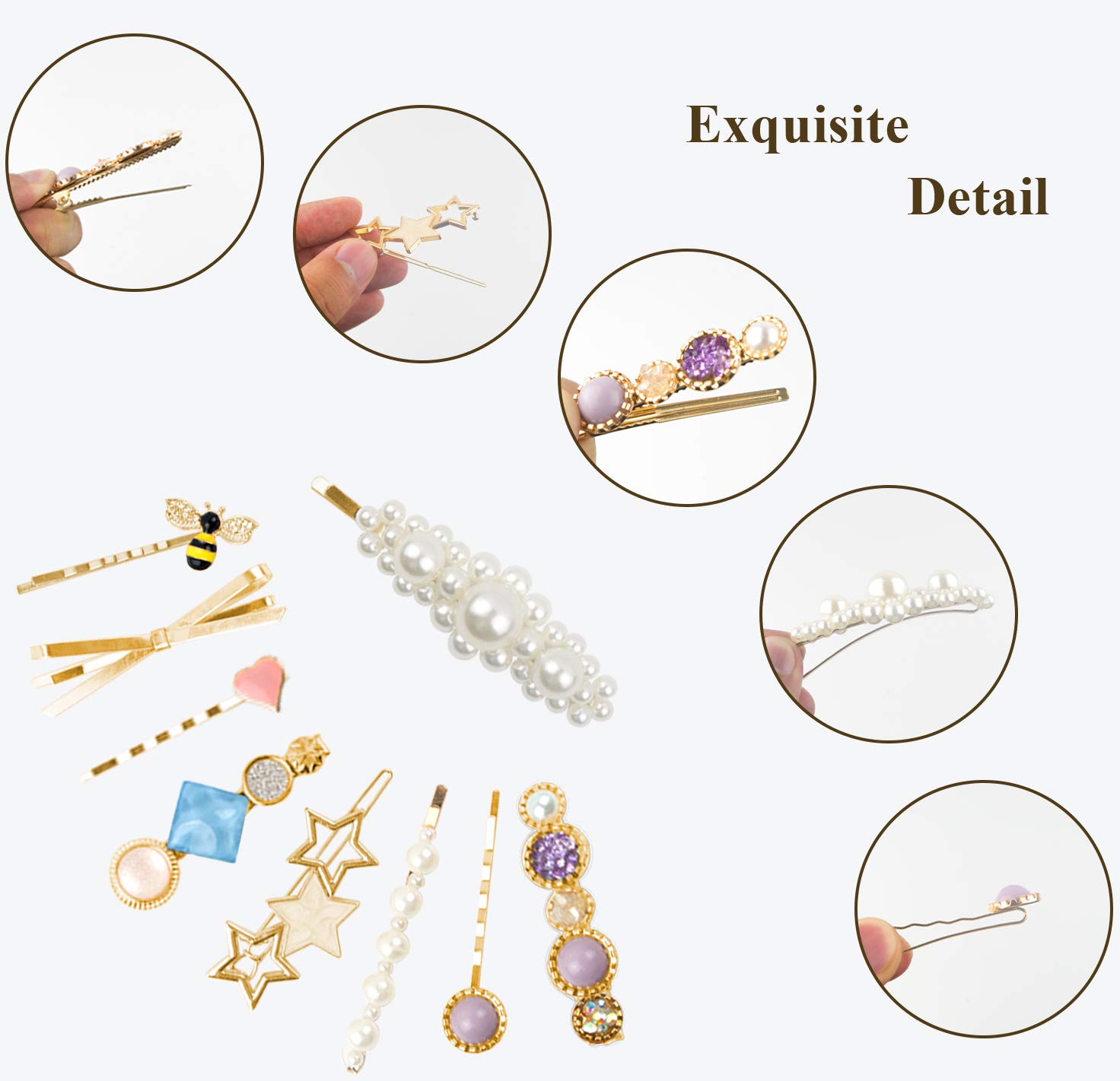 9 Pcs Decorative Bobby Pins Gold, Metal Hair Pins for Women Thin Hair and Thick Hair, Decorative Hai