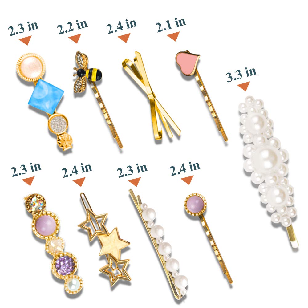 9 Pcs Decorative Bobby Pins Gold, Metal Hair Pins for Women Thin Hair and Thick Hair, Decorative Hai