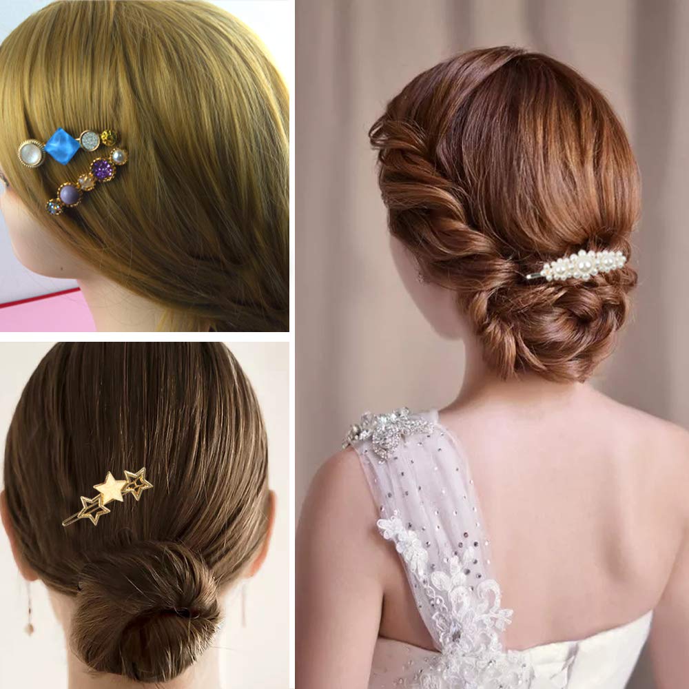 9 Pcs Decorative Bobby Pins Gold, Metal Hair Pins for Women Thin Hair and Thick Hair, Decorative Hai