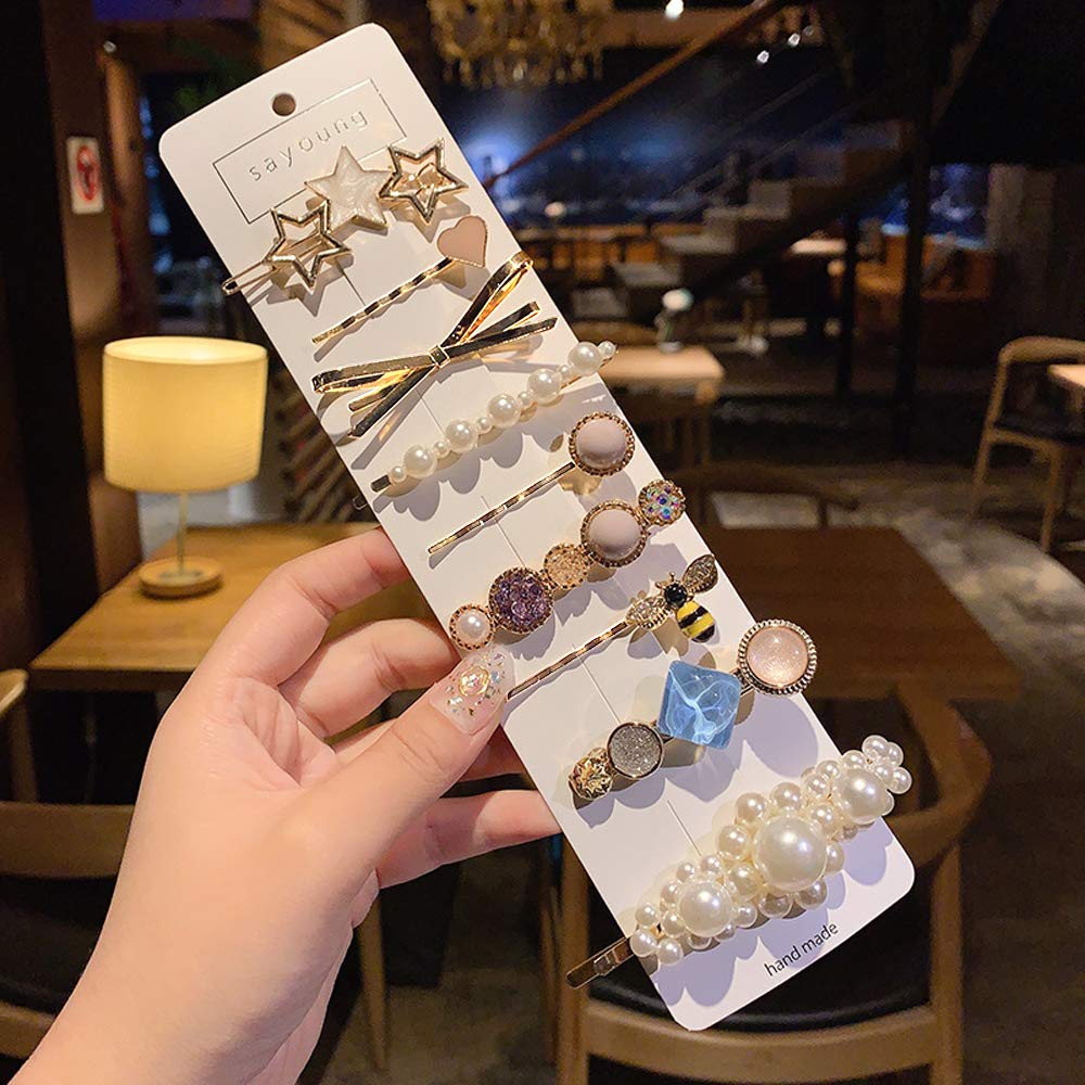 9 Pcs Decorative Bobby Pins Gold, Metal Hair Pins for Women Thin Hair and Thick Hair, Decorative Hai