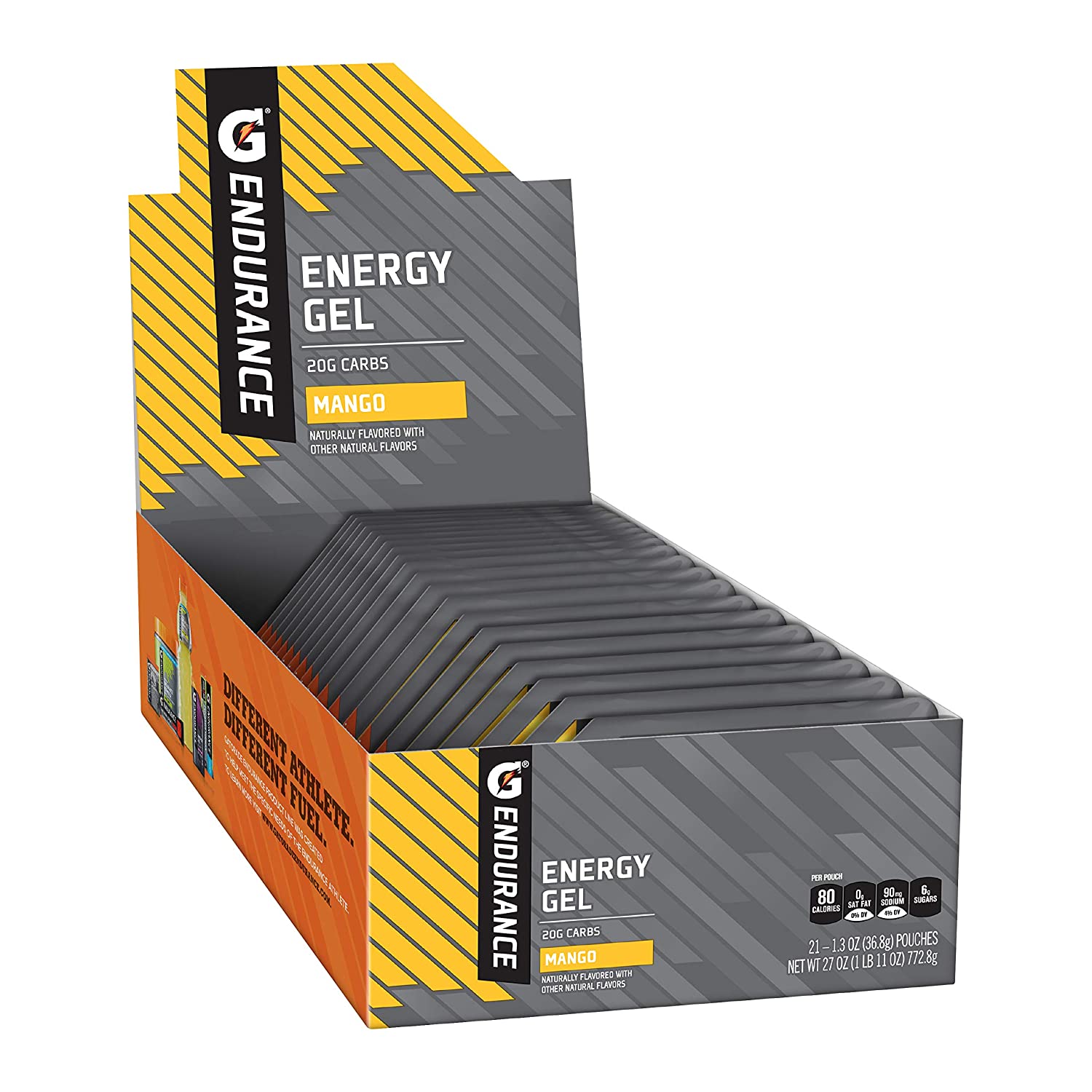 Gatorade Endurance Energy Gel, Mango, 1.3 Oz Pouches, Pack of 21