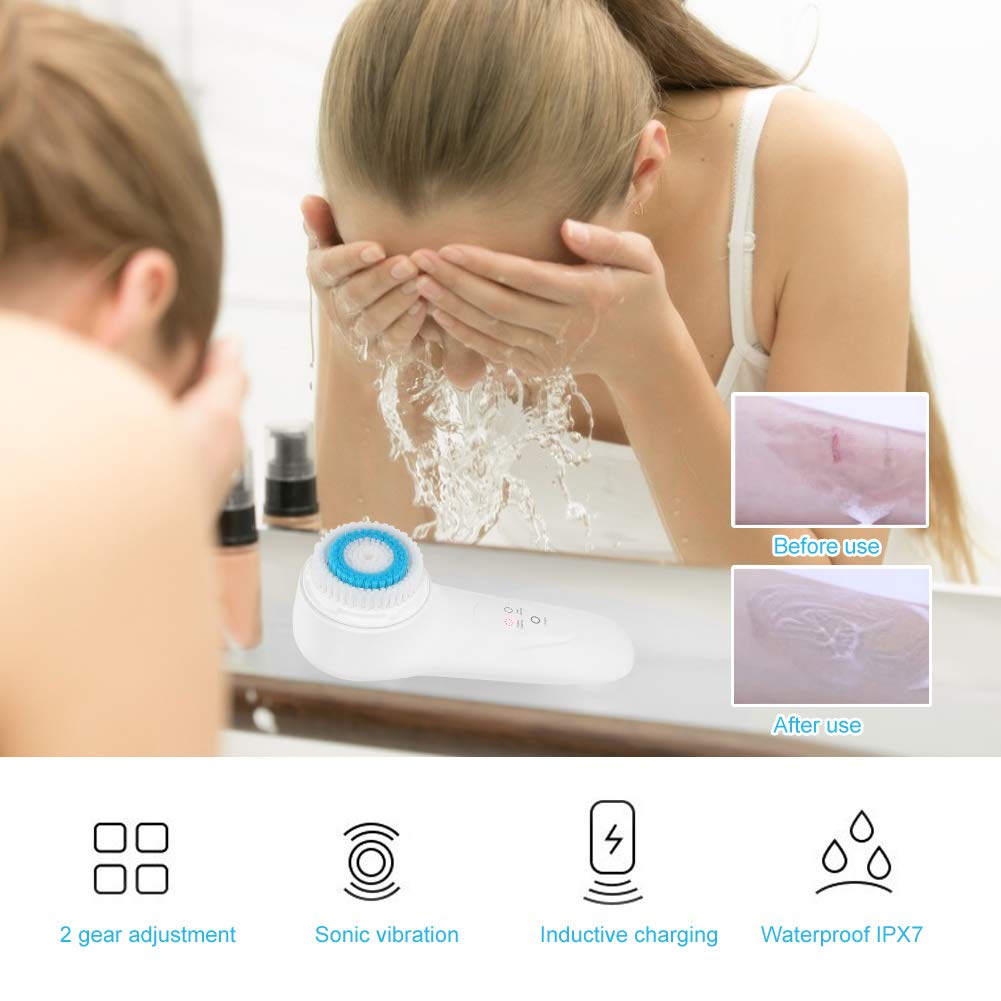Electric Facial Cleansing Brush, Dual Mode Waterproof Convenient Sonic Micro‑Vibration Massage Fac