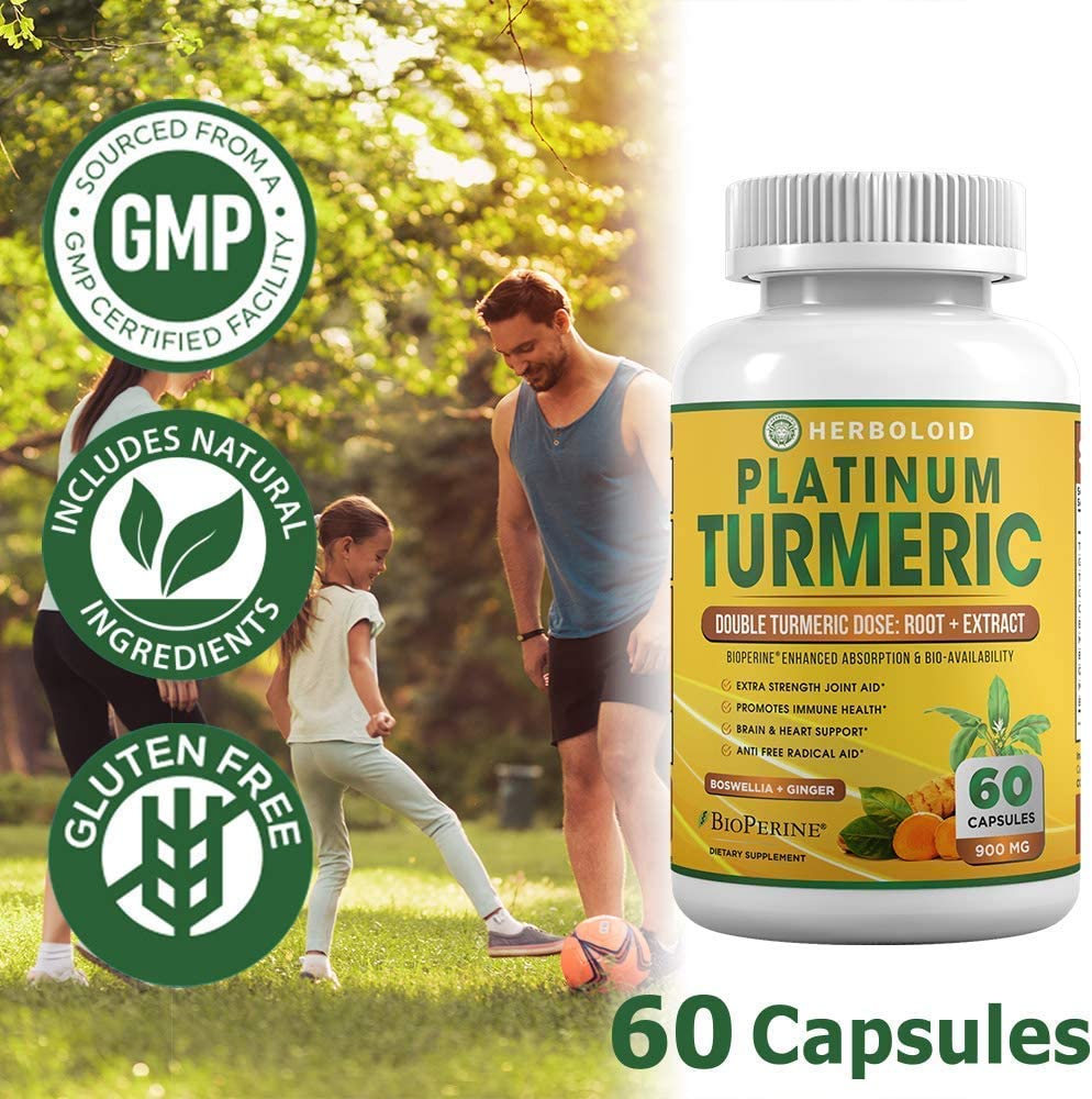 Herboloid Platinum Turmeric Joint, Brain, Heart, Immunity Supplement I Flexibility, Pain Relief, Ant