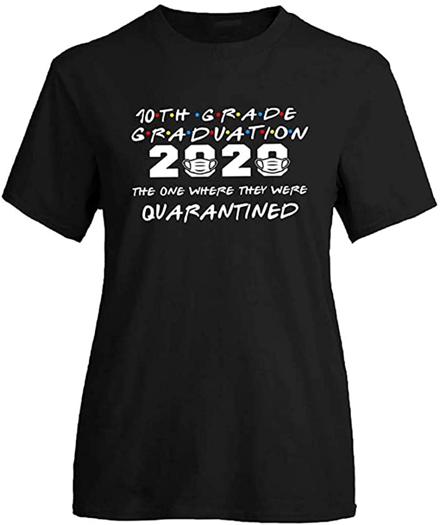 Dosoop 10th Grade Graduation T-Shirt Women Casual Letter Print Short Sleeves O-Neck Loose Tees Blous