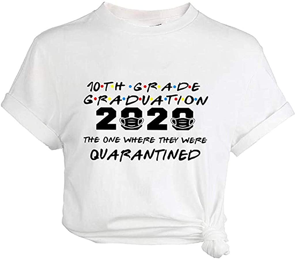 Dosoop 10th Grade Graduation T-Shirt Women Casual Letter Print Short Sleeves O-Neck Loose Tees Blous