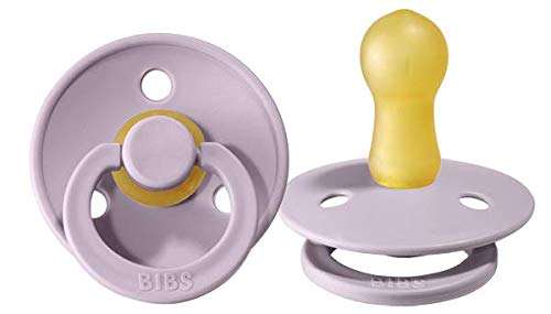 BIBS Baby Pacifier | BPA-Free Natural Rubber | Made in Denmark | Dusky Lilac 2-Pack (0-6 Months)