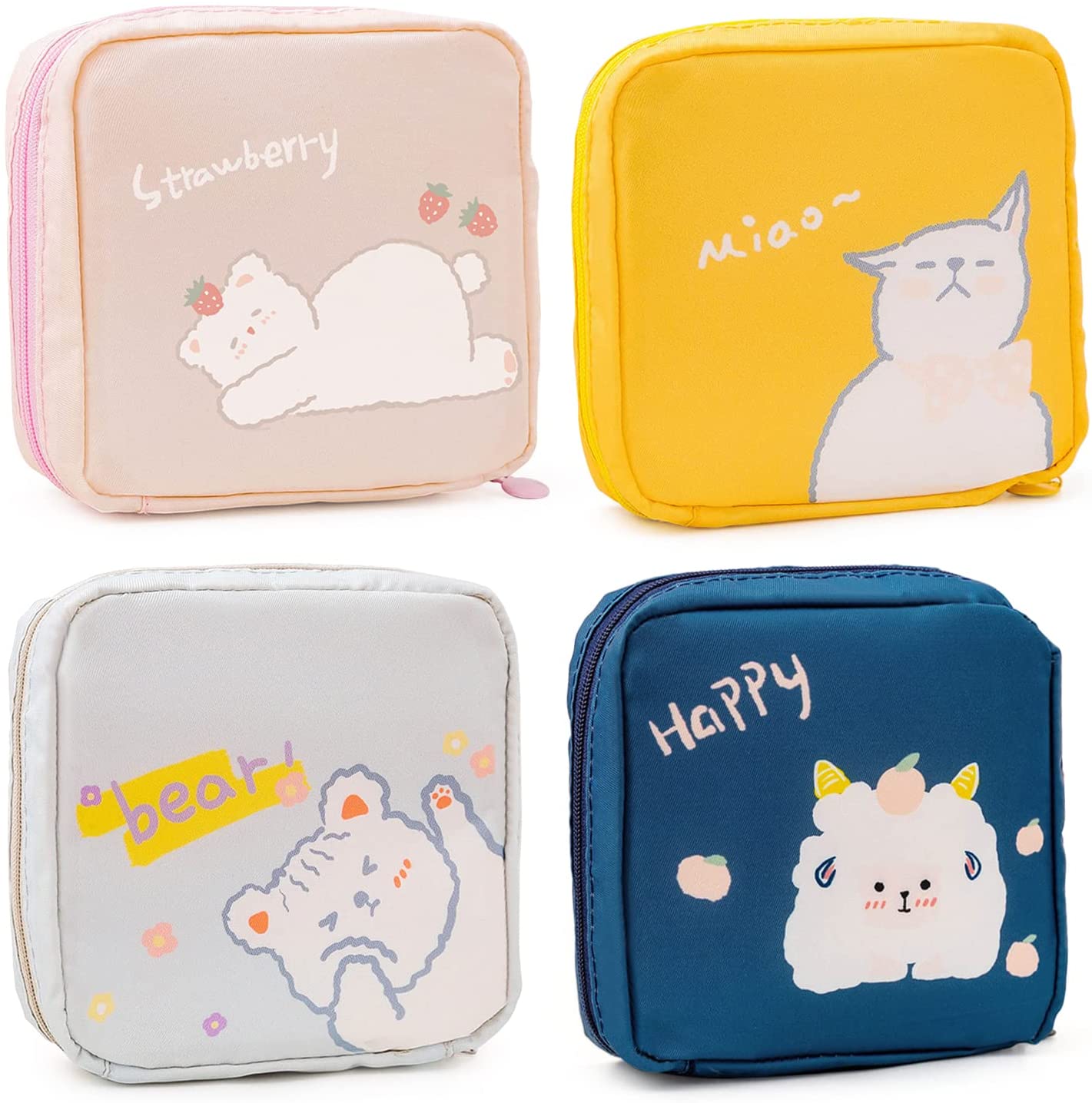 Sanitary Napkin Storage Bag,Portable Sanitary Napkin Storage Pouch Pack of 4 Reusable Menstrual Cup 