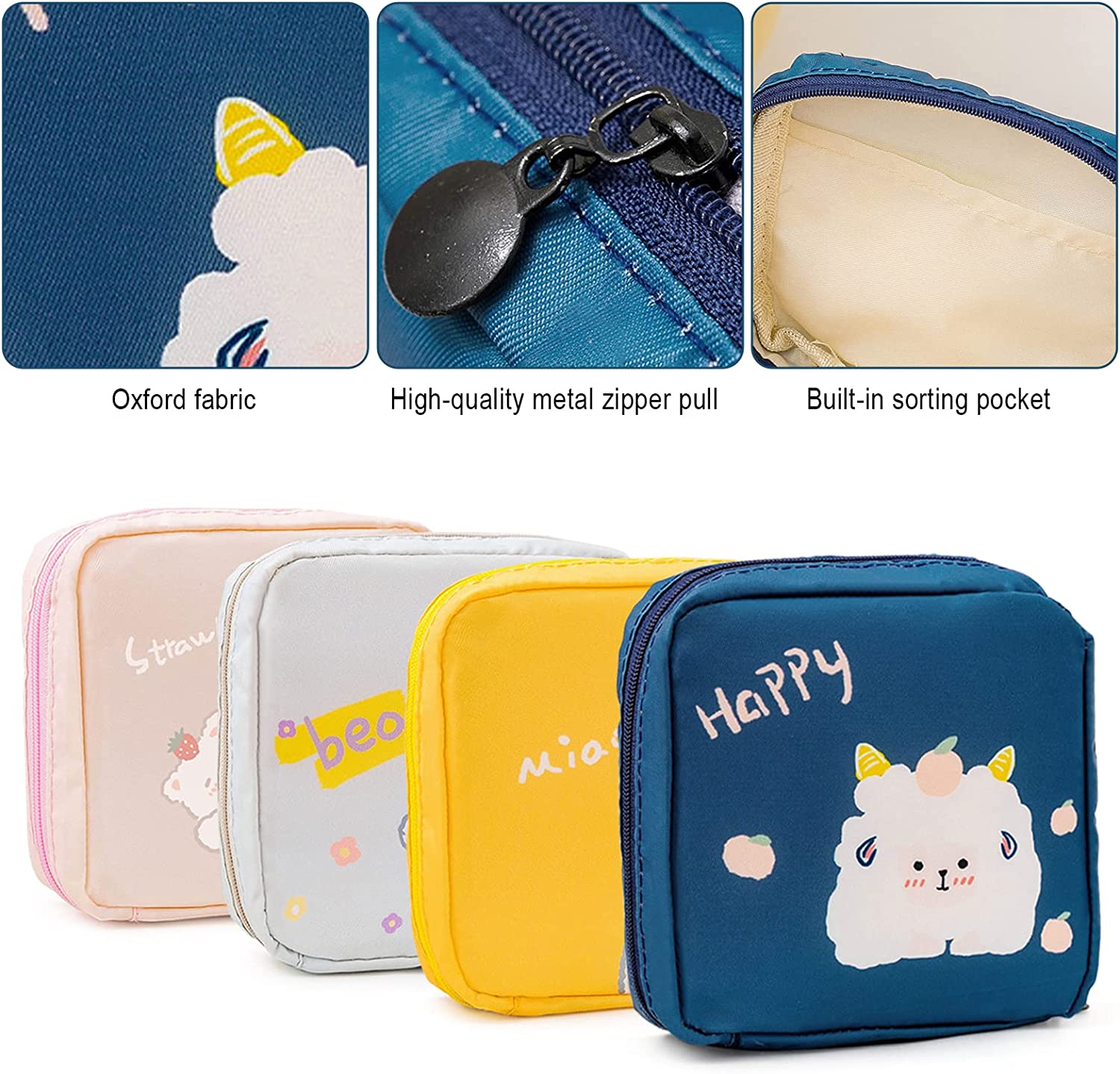 Sanitary Napkin Storage Bag,Portable Sanitary Napkin Storage Pouch Pack of 4 Reusable Menstrual Cup 