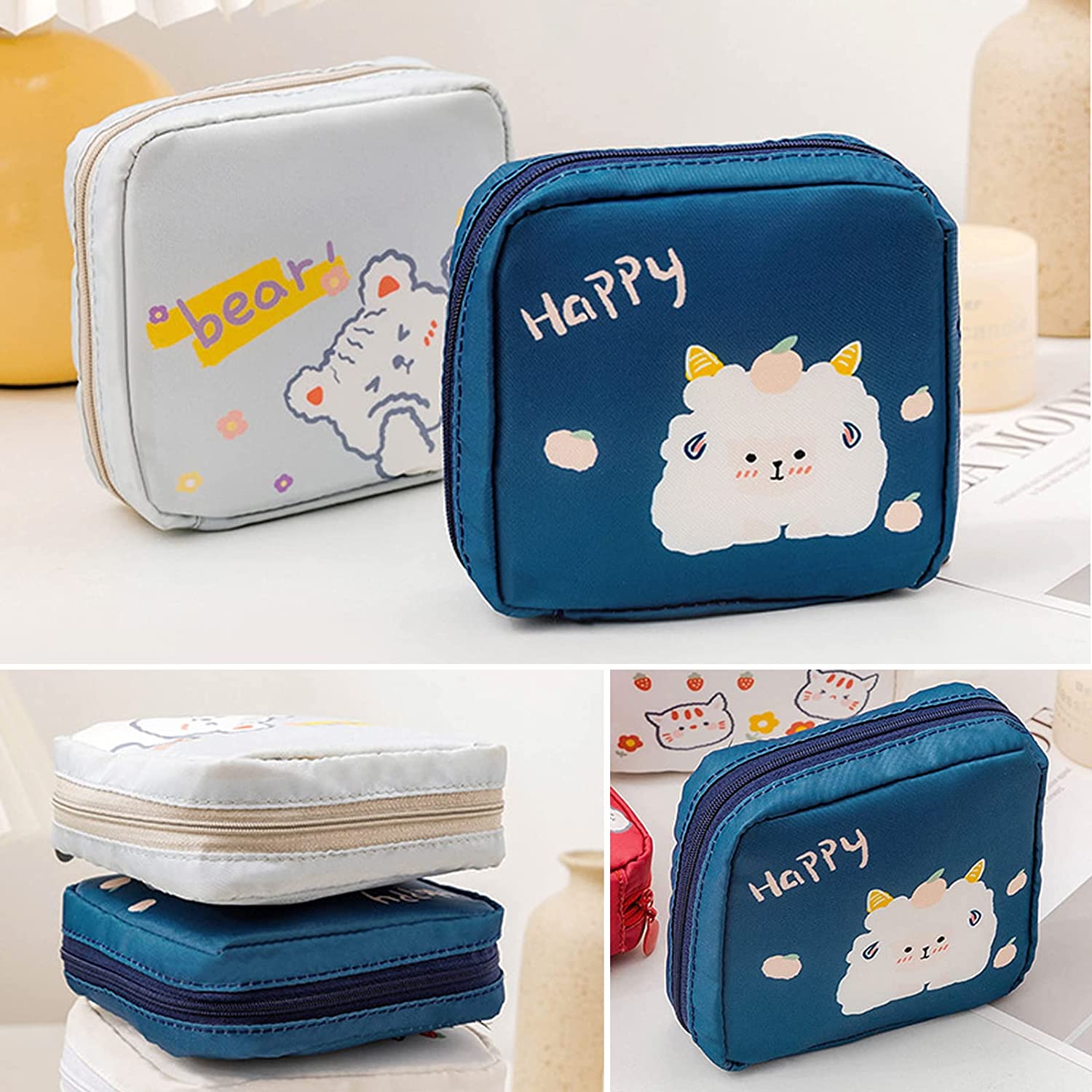 Sanitary Napkin Storage Bag,Portable Sanitary Napkin Storage Pouch Pack of 4 Reusable Menstrual Cup 