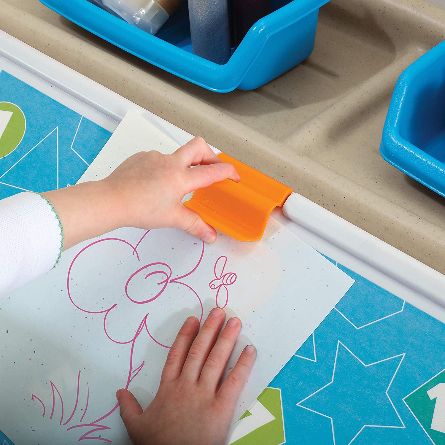 Step2 2-in-1 Toy Box & Art Lid | Plastic Toy & Art Storage Container, Tan