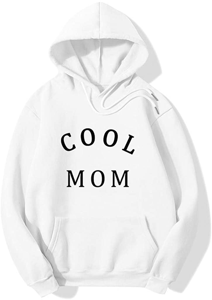 Dosoop Women Long Sleeve Shirt Letter Print Hoodies Drawstring Pocket Sweatshirts Sports Pullover Bl