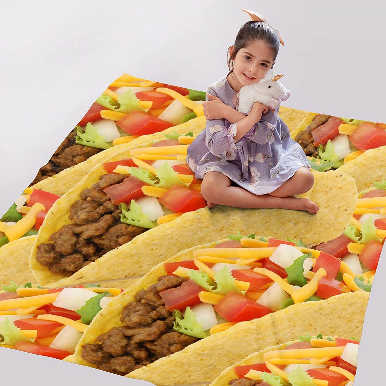 Taco Blanket Throw, Funny Food Blanket Gift for Daughter and Son, Ultra Soft Lightweight Flannel Fle