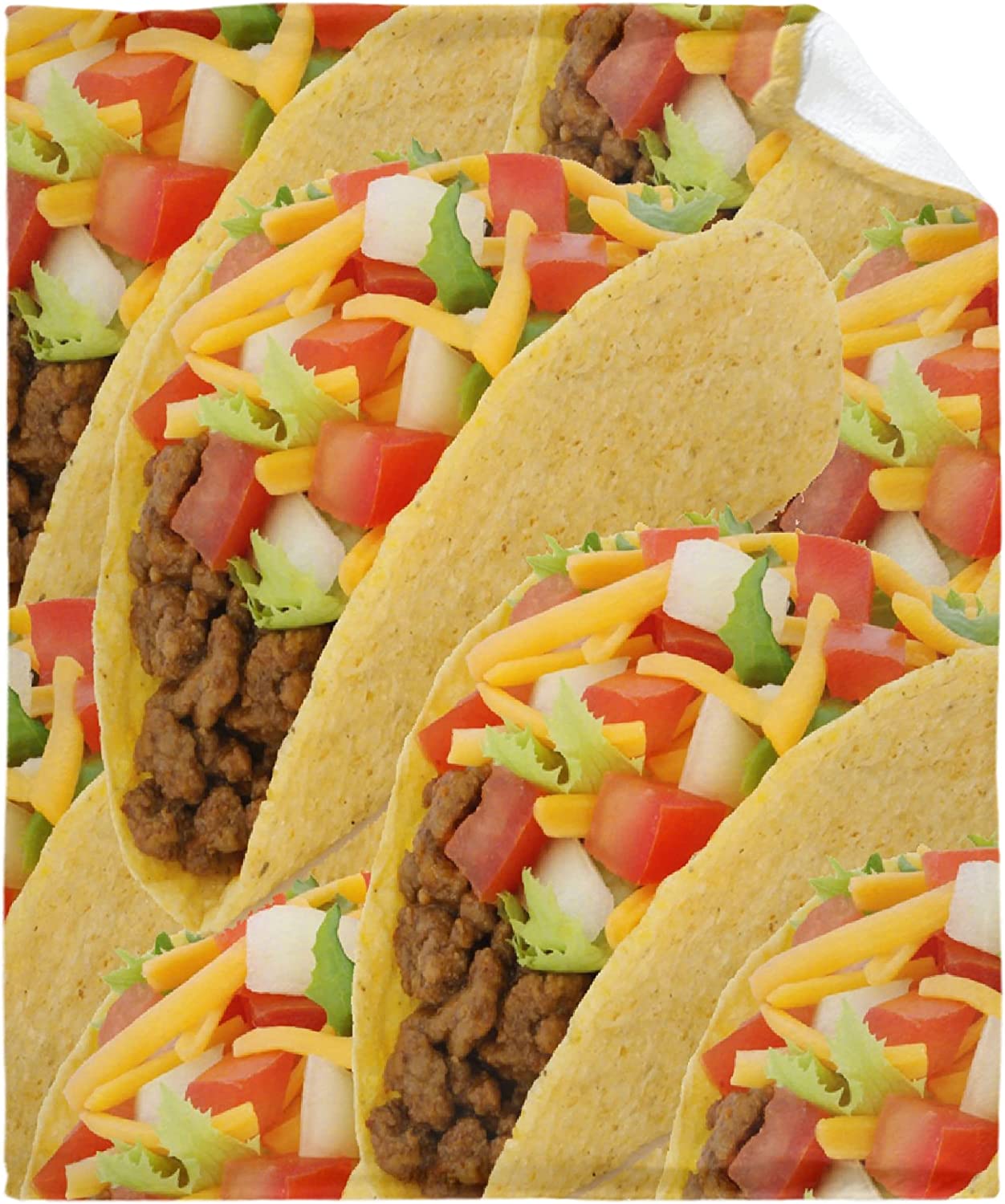 Taco Blanket Throw, Funny Food Blanket Gift for Daughter and Son, Ultra Soft Lightweight Flannel Fle