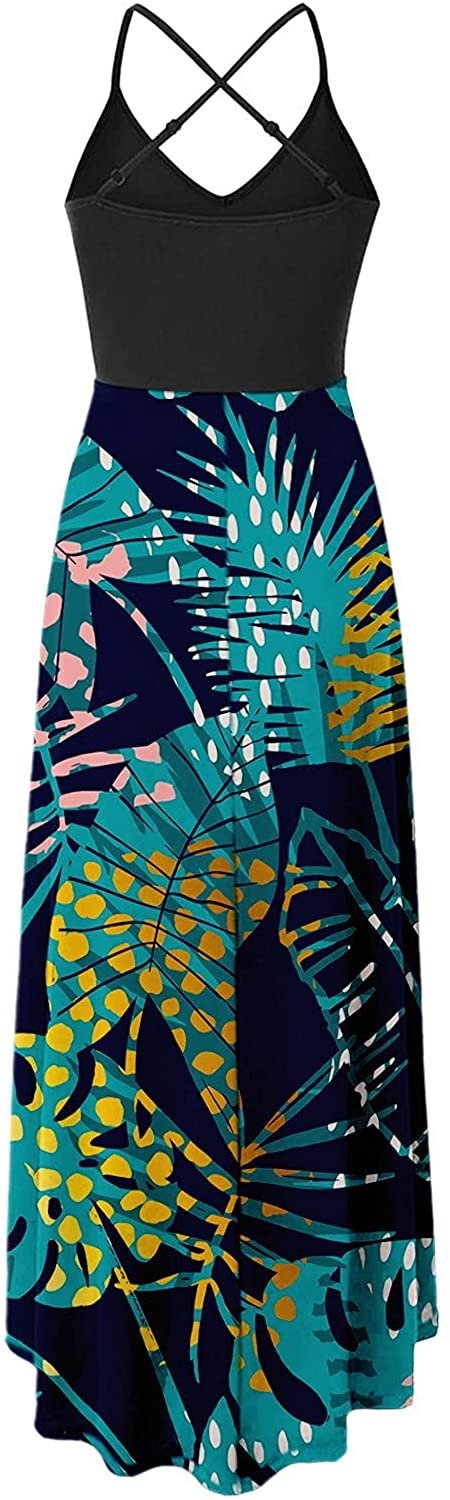 WYTong Women Sexy V-Neck Elegant Party Dress Irregular Hem Prints Long Party Dress Spaghetti Strap D