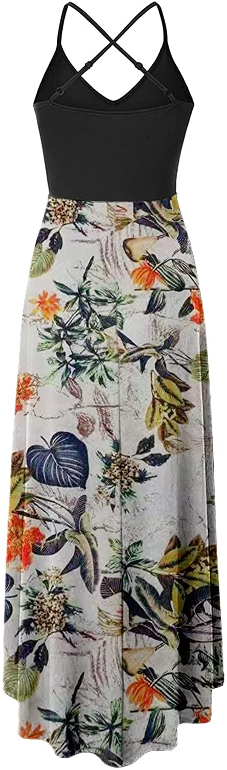 WYTong Women Party Maxi Dress V-Neck Elegant Irregular Hem Prints Summer Beach Dress Spaghetti Strap