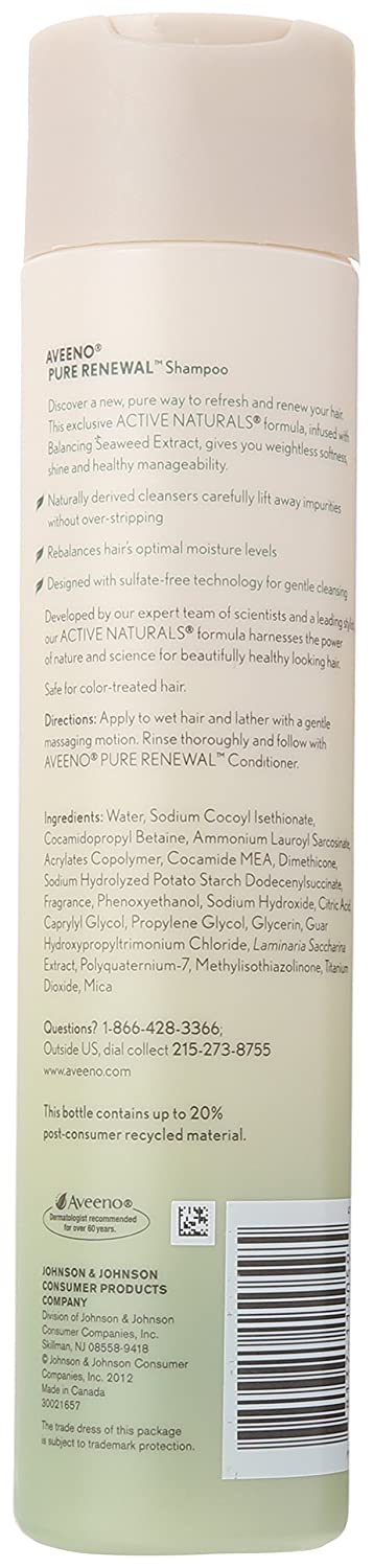 Aveeno Shampoo Pure Renewal (Sulfate-Free), 10.5 Fl Oz (Pack of 3)