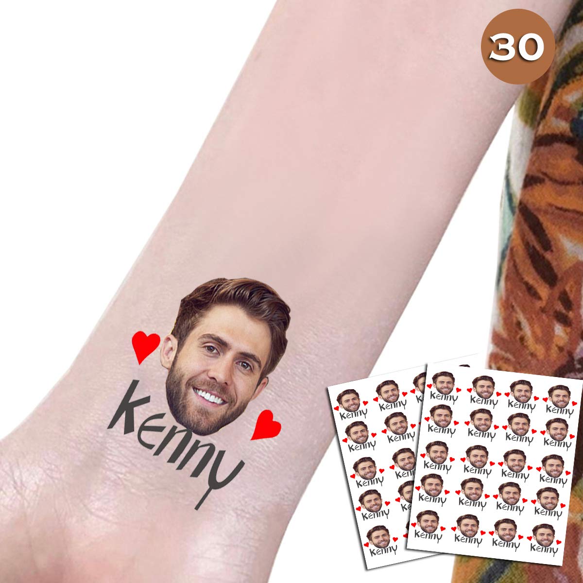 kullder 30pcs Bachelorette Party Tattoos, Custom the Groom Face Tattoos, Wedding Party Decorations,