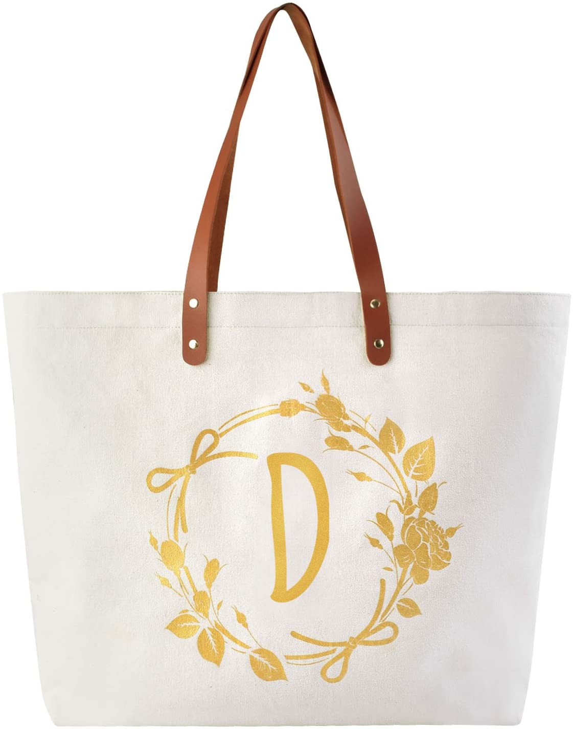 ElegantPark Monogrammed Gifts for Women Personalized Gifts Bag Monogram D Initial Bag Tote for Weddi