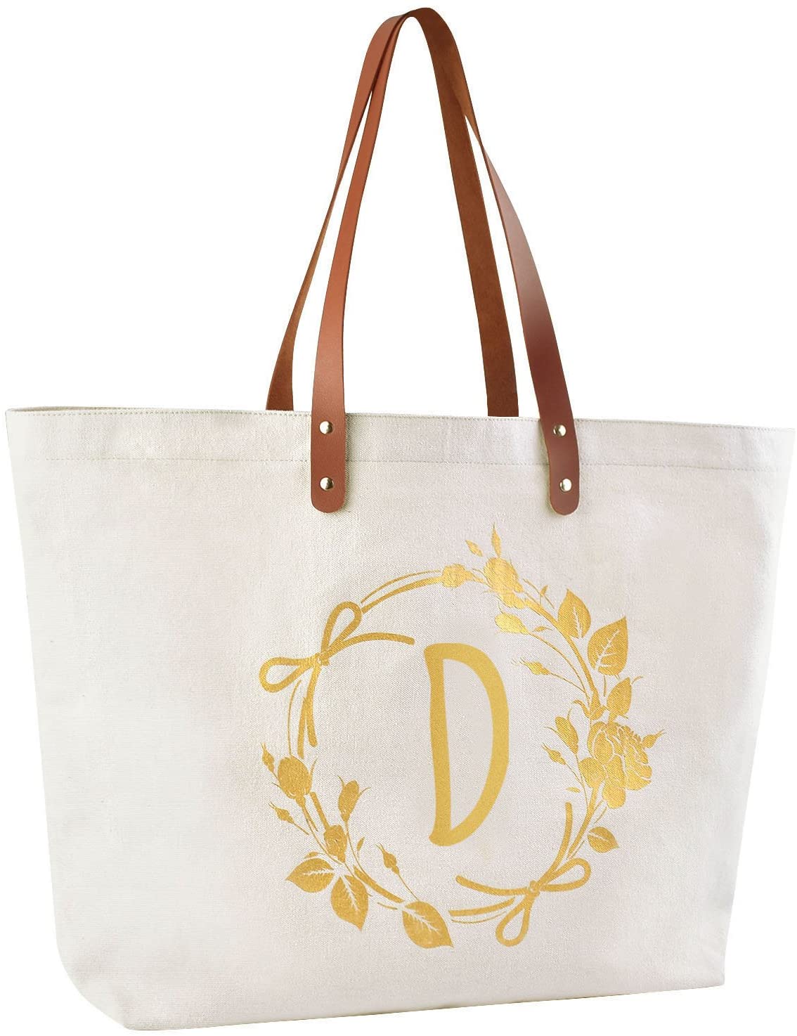ElegantPark Monogrammed Gifts for Women Personalized Gifts Bag Monogram D Initial Bag Tote for Weddi