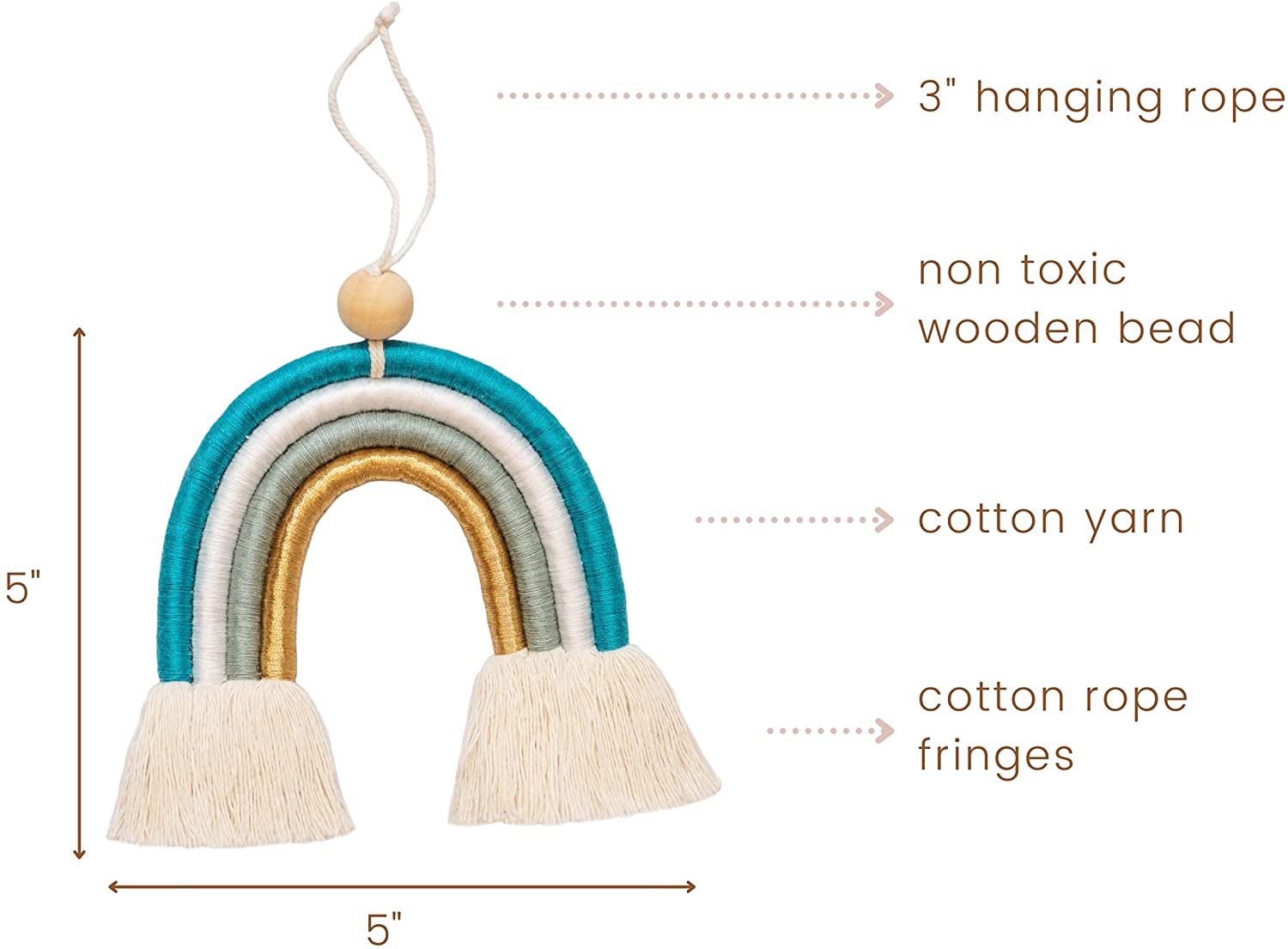 Mila Millie Macrame Wall Hanging | Handmade Woven Tassel Ornament for Home or Nursery Baby Kids Room