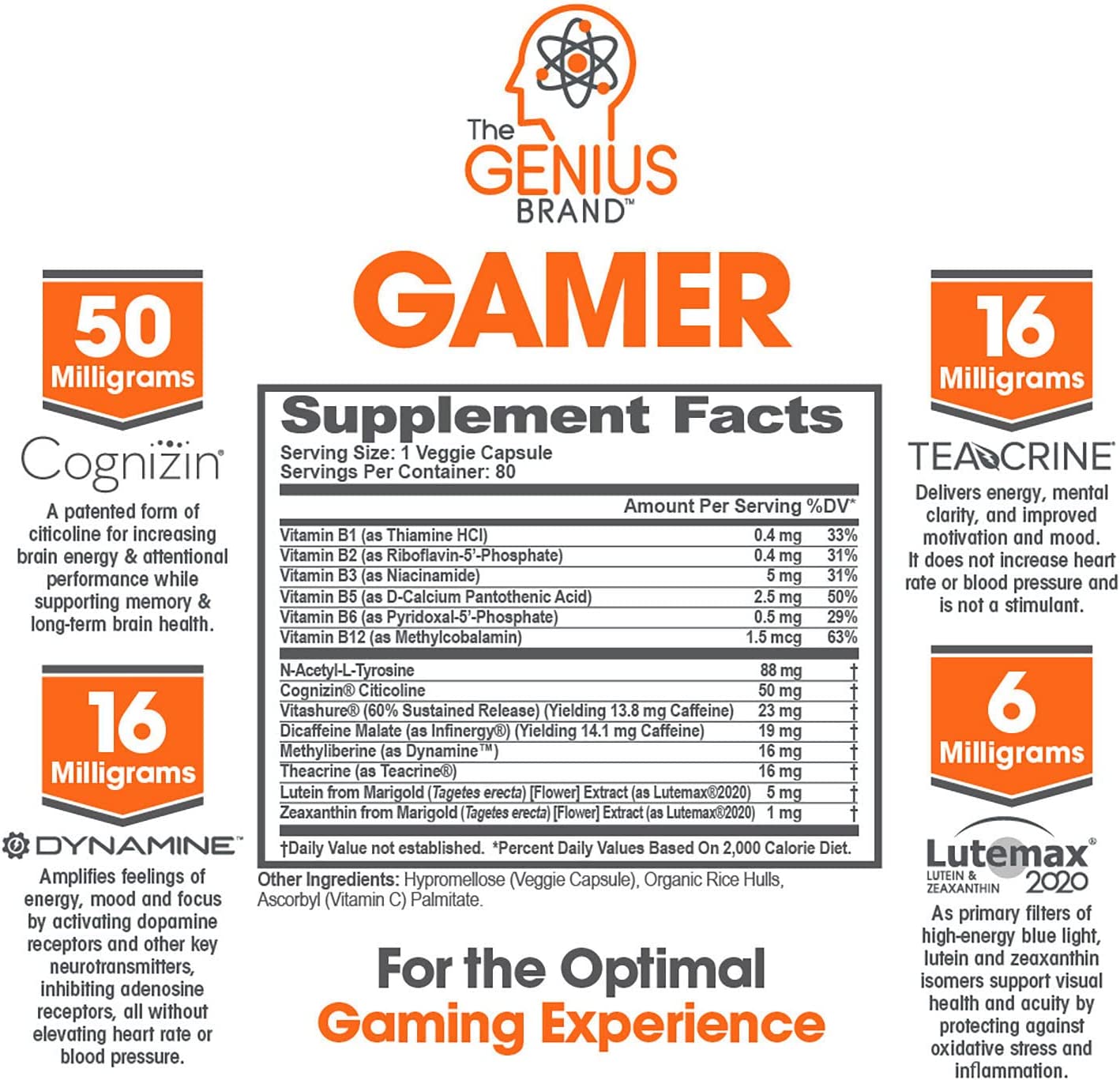 Genius Gamer - Elite Gaming Nootropic | Focus & Brain Booster Supplement - Boost Mental Clarity, Rea