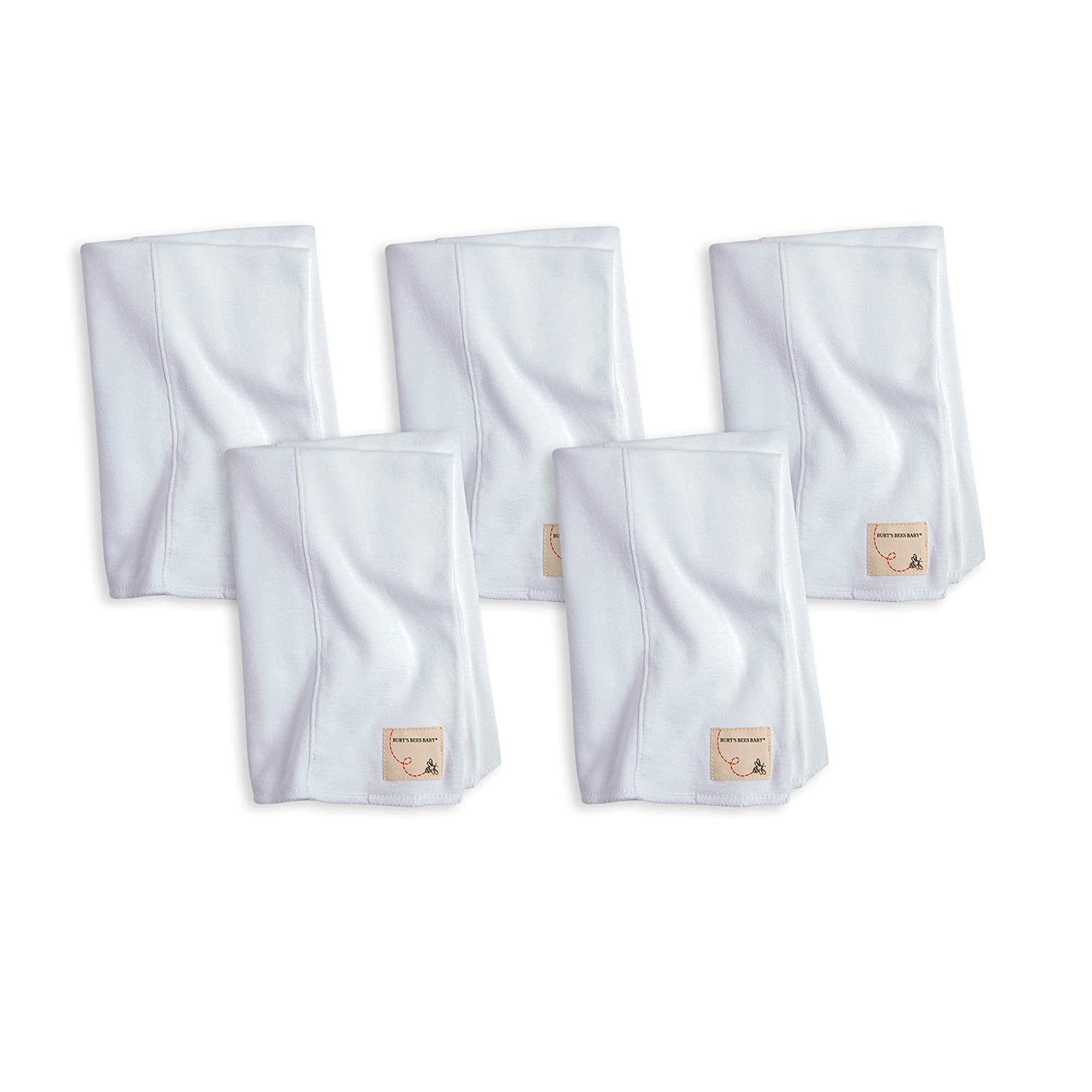 Burt's Bees Baby - Burp Cloths, 5-Pack Extra Absorbent 100% Organic Cotton Burp Cloths, Cloud White