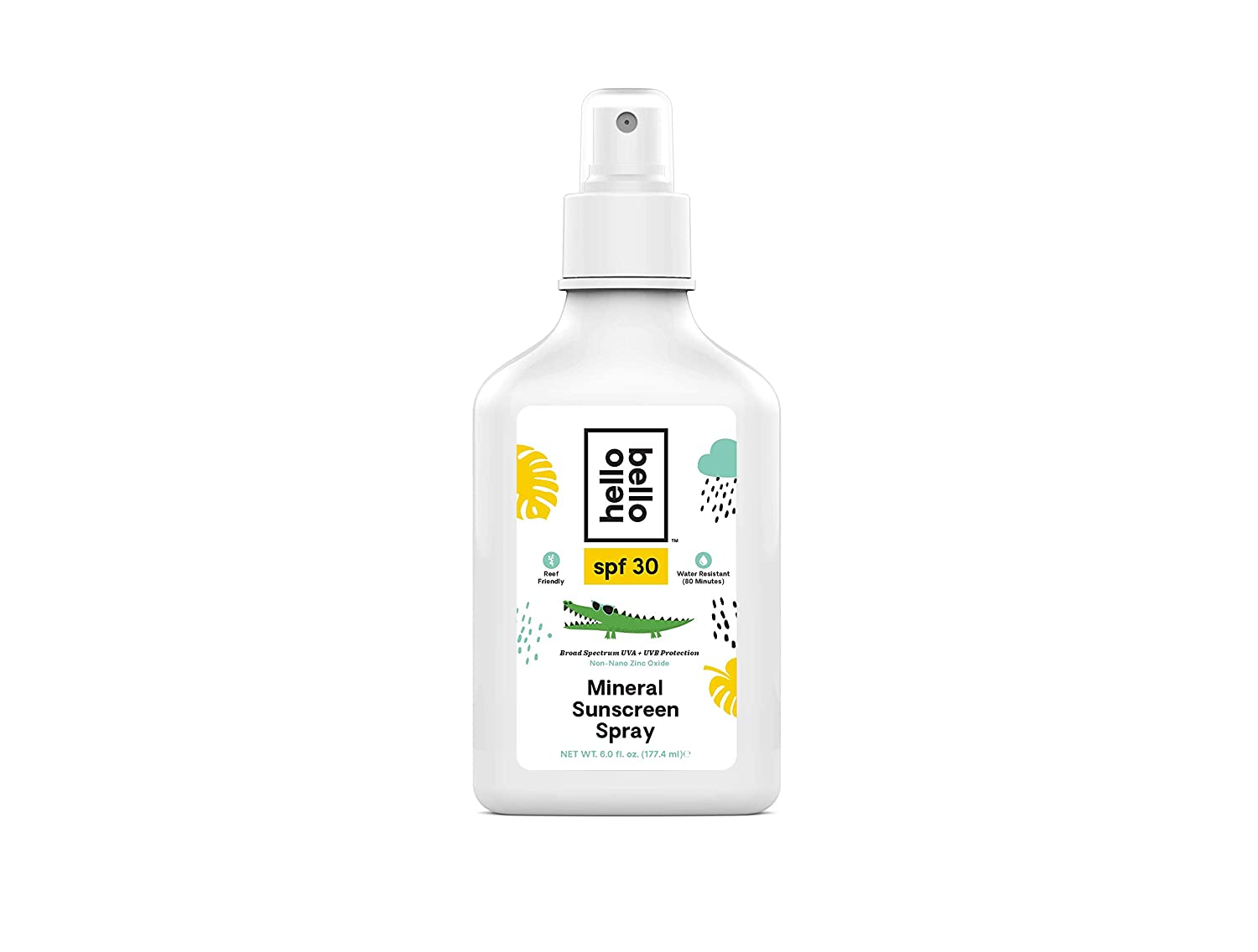 Hello Bello Sunscreen Mineral Spray with Zinc Oxide - 30 SPF Broad Spectrum UVA/UVB Protection - Wat