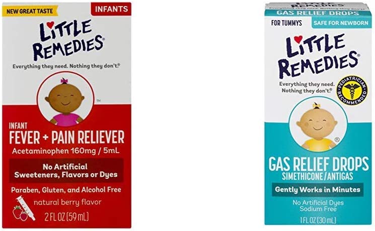 Little Remedies Infant Fever and Gas Solutions (1-2 oz Fever & Pain Reliever, 1- Gas Relief Drops)