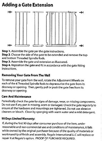 Regalo Easy Open 47-Inch Super Wide Walk Thru Baby Gate, Bonus Kit, Includes 4-Inch and 12-Inch Exte